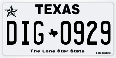 TX license plate DIG0929