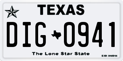 TX license plate DIG0941