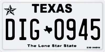 TX license plate DIG0945