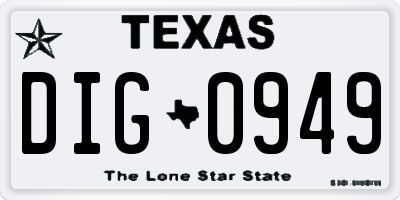 TX license plate DIG0949
