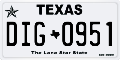 TX license plate DIG0951