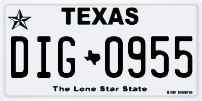 TX license plate DIG0955