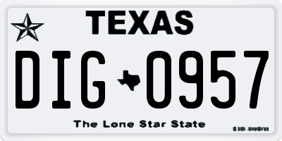 TX license plate DIG0957