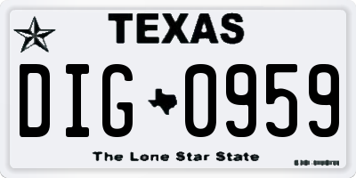TX license plate DIG0959