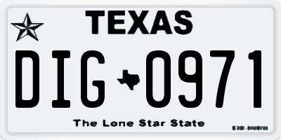 TX license plate DIG0971