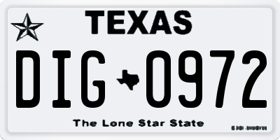 TX license plate DIG0972