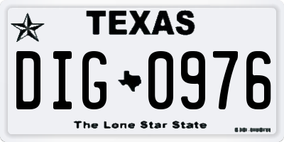 TX license plate DIG0976