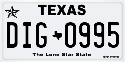 TX license plate DIG0995