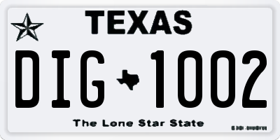 TX license plate DIG1002