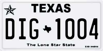 TX license plate DIG1004