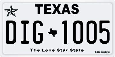 TX license plate DIG1005