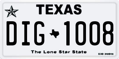 TX license plate DIG1008