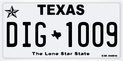 TX license plate DIG1009