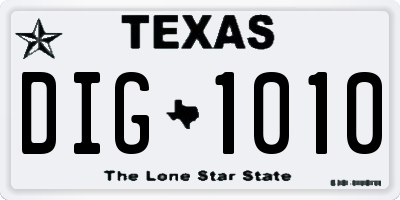 TX license plate DIG1010