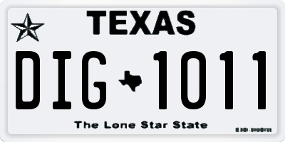 TX license plate DIG1011