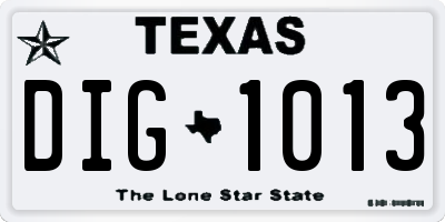 TX license plate DIG1013