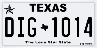 TX license plate DIG1014