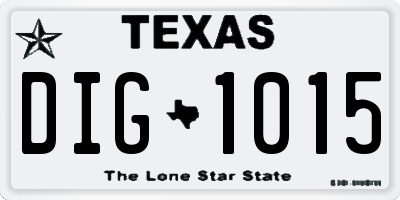 TX license plate DIG1015
