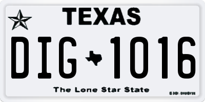 TX license plate DIG1016