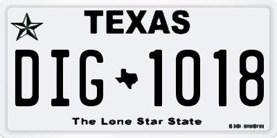 TX license plate DIG1018