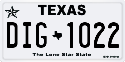 TX license plate DIG1022