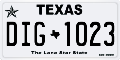 TX license plate DIG1023