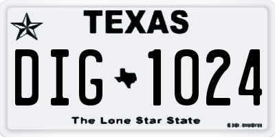 TX license plate DIG1024
