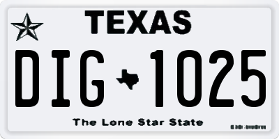 TX license plate DIG1025
