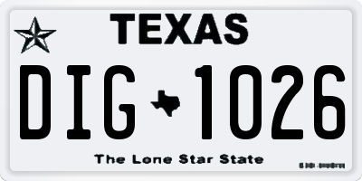 TX license plate DIG1026