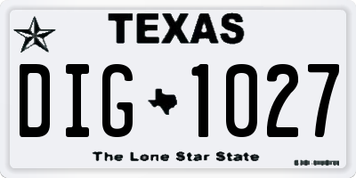 TX license plate DIG1027