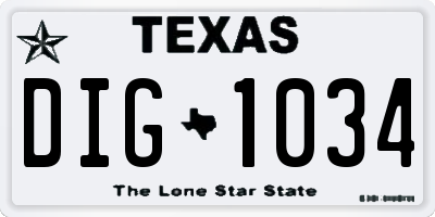 TX license plate DIG1034