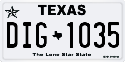 TX license plate DIG1035
