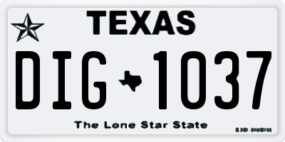 TX license plate DIG1037