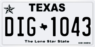 TX license plate DIG1043