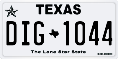 TX license plate DIG1044