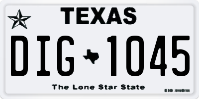 TX license plate DIG1045