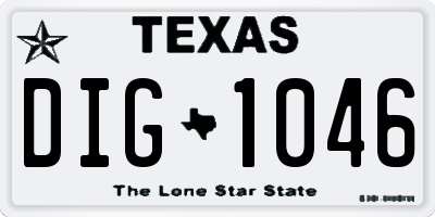 TX license plate DIG1046