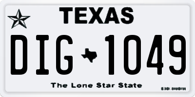 TX license plate DIG1049