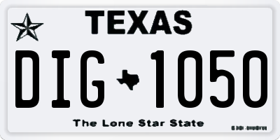 TX license plate DIG1050
