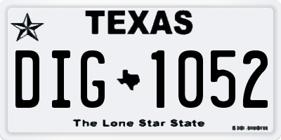 TX license plate DIG1052
