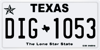 TX license plate DIG1053