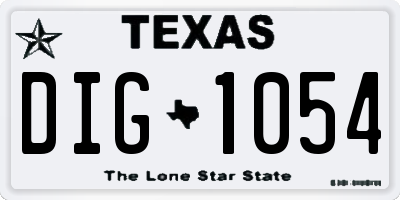 TX license plate DIG1054