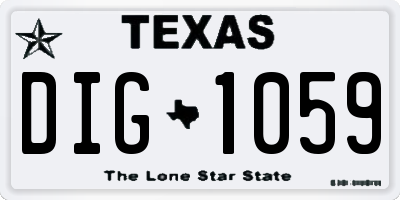TX license plate DIG1059
