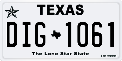TX license plate DIG1061