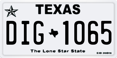 TX license plate DIG1065