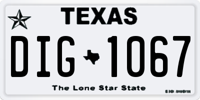 TX license plate DIG1067