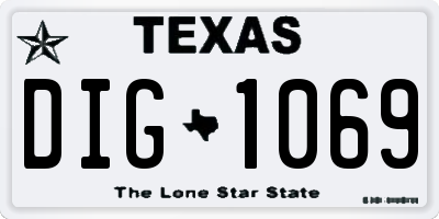 TX license plate DIG1069