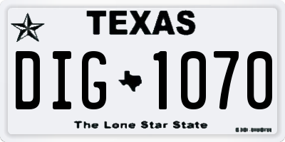 TX license plate DIG1070
