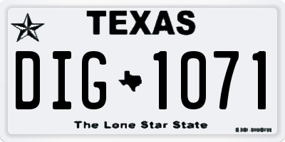 TX license plate DIG1071