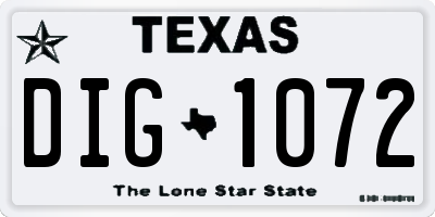 TX license plate DIG1072